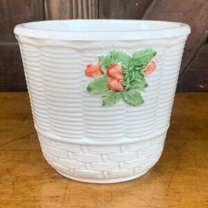 Vintage Midcentury Bassano Ceramic Strawberry Planter Italy Hand Painted